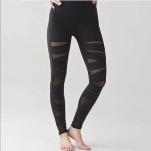 Lululemon Leggings Size 4 Black Mesh Cutout Long